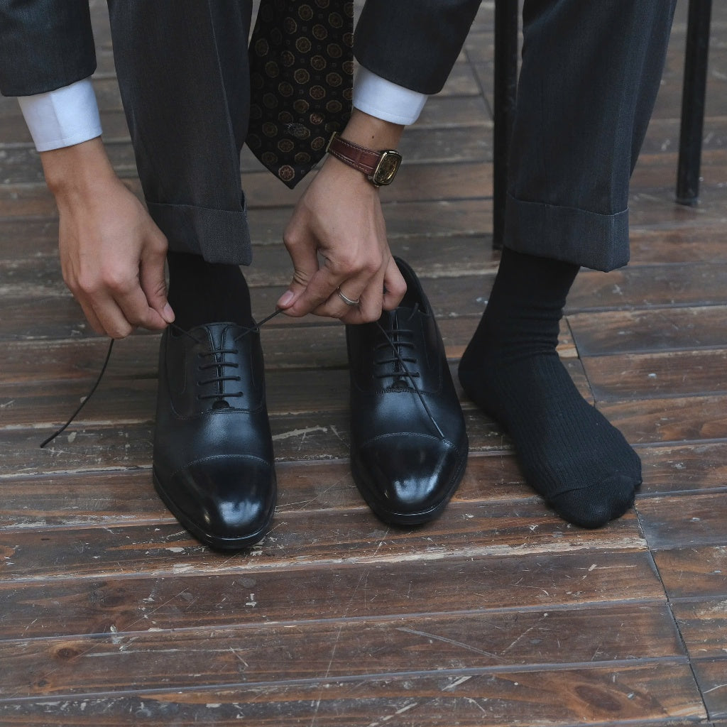 [OB1-Đ] Giày Oxford Balmoral ShelbyMan Shoes, giày tây sang Trọng, Da Mastrotto Ý, đế Pháp ngoại cao cấp, khâu Mckay