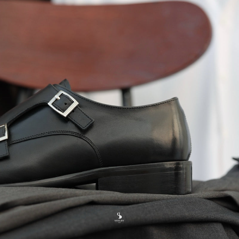 [M1] Giày da Double Monkstrap nam ShelbyMan da bò Ý cao cấp, khâu Mckay  trang trọng, giày cưới, công sở