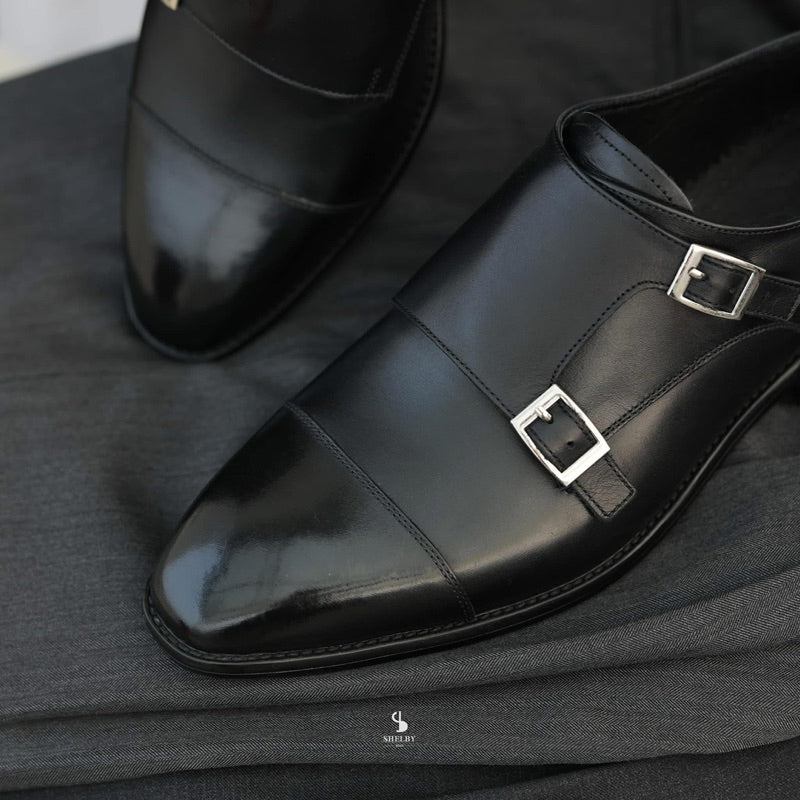 [M1] Giày da Double Monkstrap nam ShelbyMan da bò Ý cao cấp, khâu Mckay  trang trọng, giày cưới, công sở