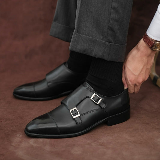 [M1] Giày da Double Monkstrap nam ShelbyMan da bò Ý cao cấp, khâu Mckay  trang trọng, giày cưới, công sở
