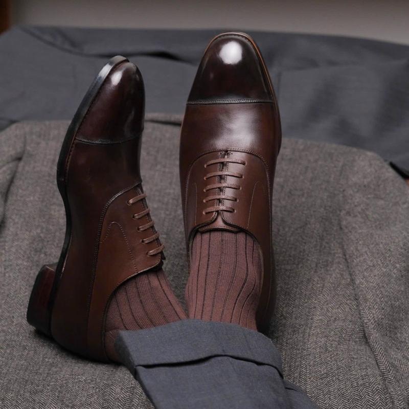 [OB1-N] Giày Oxford Balmoral ShelbyMan Shoes, giày tây sang Trọng, Da Mastrotto Ý, đế Pháp ngoại cao cấp, khâu Mckay