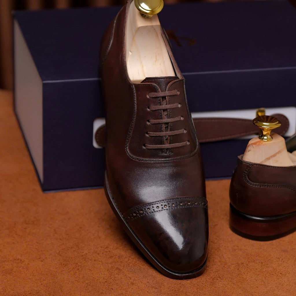 [OB4- N] Oxford Classic Brogue Captoe Brown  | Siêu phẩm giày tây da cao cấp mới nhất từ ShelbyMan – hiện thân của vẻ lị
