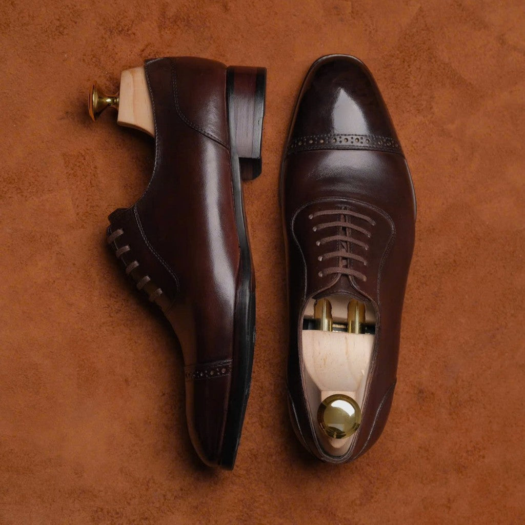 [OB4- N] Oxford Classic Brogue Captoe Brown  | Siêu phẩm giày tây da cao cấp mới nhất từ ShelbyMan – hiện thân của vẻ lị