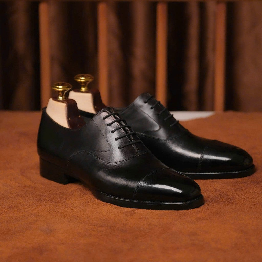 [OB5-Đ] Oxford Captoe Black ShelbyMan | Giày tây  lịch lãm, trang trọng, thiết kế tối giản dành riêng cho các Quý Ông dị