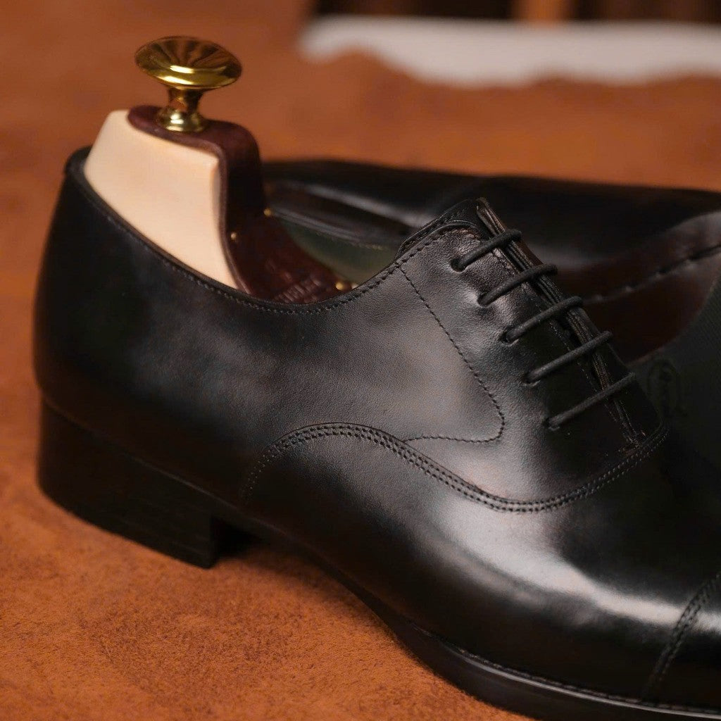 [OB5-Đ] Oxford Captoe Black ShelbyMan | Giày tây  lịch lãm, trang trọng, thiết kế tối giản dành riêng cho các Quý Ông dị