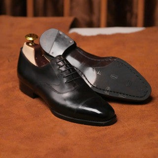[OB5-Đ] Oxford Captoe Black ShelbyMan | Giày tây  lịch lãm, trang trọng, thiết kế tối giản dành riêng cho các Quý Ông dị