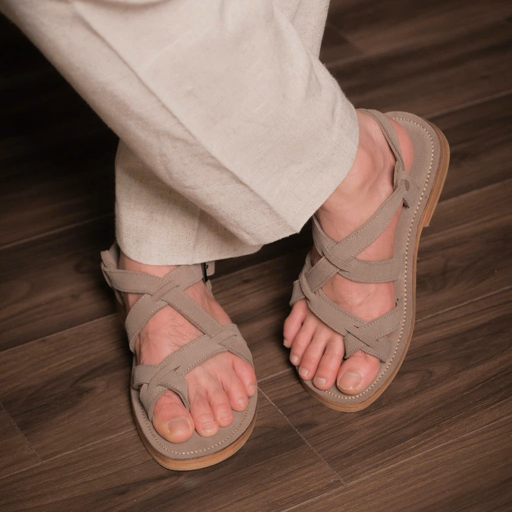 Sandal Suede Xám ShelbyMan | Dép da lộn xám, đế Goodyear – Tối giản & tinh tế cho Quý Ông [D3-2-X]